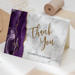 Lila Gold Achat Kalligrafie Hochzeits Dankeskarten Karte