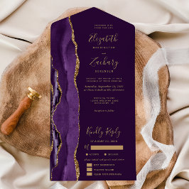 Lila Gold Achat Pflaumen Menü Optionen Hochzeit All In One Einladung