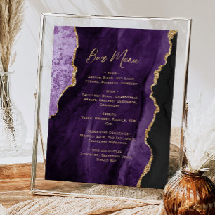 Lila Gold-Achat-Schrift Hochzeitsbar-Menü  Poster