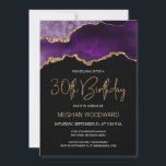Lila Gold Agate 30. Geburtstag Party Einladung<br><div class="desc">Diese elegante Party Einladung aus dem 30. Jahrhundert zeigt ein Aquarellbild eines verspielten Geodes in lila Farbtönen mit goldenen Imitaten. Die Worte "30. Geburtstag" erscheinen in Imitaten goldener Glitzer in dekorativen modernen Handschrift Schriftart. Passen Sie den Namen der Ehre in goldfarbenem Text an und die Details in Weiß. Auf der...</div>