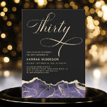 Lila Gold Agate 30. Geburtstagsparty Einladung<br><div class="desc">Eine raffinierte und elegante 30. Geburtstagsveranstaltung mit einem reichhaltigen lila und vergoldeten Agate-Design. Diese Einladung verbindet modernen Luxus mit zeitloser Schönheit. Die lila Farbtöne,  die durch strahlende Golddetails hervorgehoben werden,  schaffen eine elegante und elegante Ästhetik und machen sie zur perfekten Wahl für ein unvergessliches Meilenstein.</div>