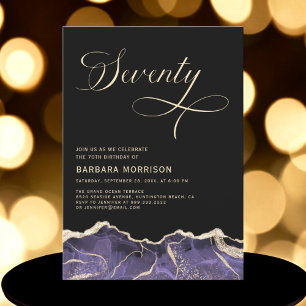 Lila Gold Agate 70. Geburtstagsparty Einladung