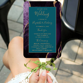 Lila Gold Agate Aquamarin Wedding Program Fächer