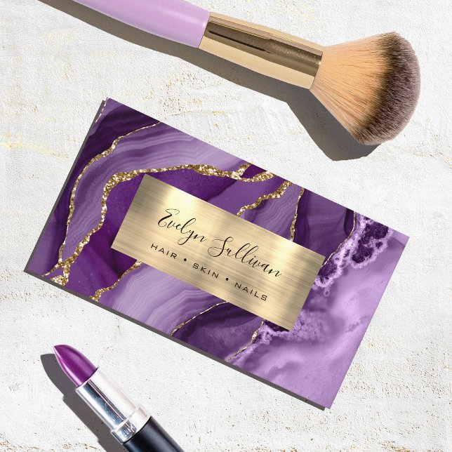 Lila Gold Agate Business Card Visitenkarte (Von Creator hochgeladen)