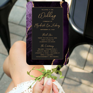 Lila Gold Agate Dark Script-Hochzeitsprogramm Fächer