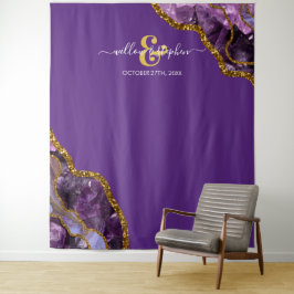 Lila Gold Agate Geode Wedding Backdrop Banner Wandteppich