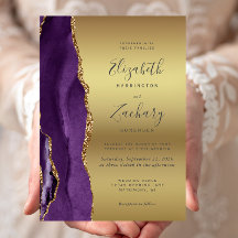 Lila Gold Agate Glam Wedding Einladung