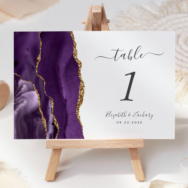 Lila Gold Agate Hochzeit Tischnummer (Von Creator hochgeladen)
