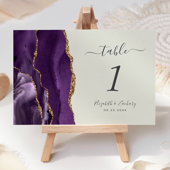 Lila Gold Agate Ivory Wedding Tischnummer (Von Creator hochgeladen)