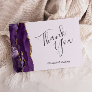 Lila Gold Agate Lavender Wedding Flat Vielen Dank Karte