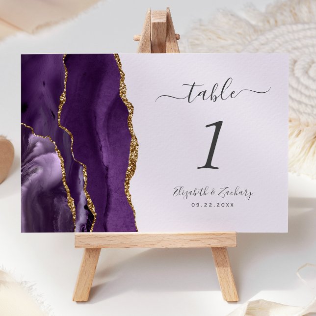 Lila Gold Agate Lavender Wedding Tischnummer (Von Creator hochgeladen)