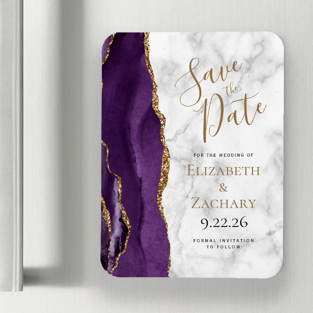 Lila Gold-Agate-Marmor Save the Date Magnet (Von Creator hochgeladen)