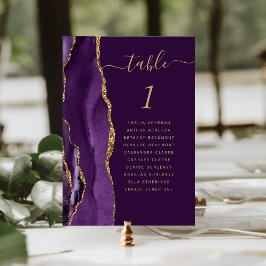 Lila Gold Agate Plum Wedding Tischnummer