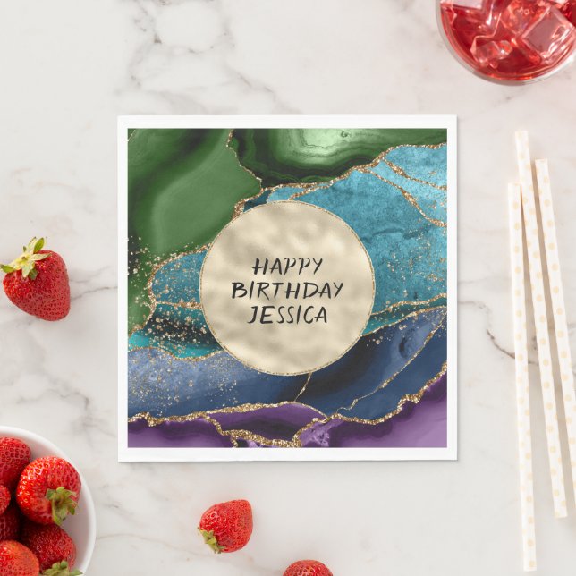 Lila Gold Aqua Green Glitz Serviette (Beispiel)