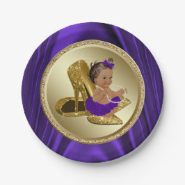 Lila Gold Baby Duschpapier-Teller Pappteller