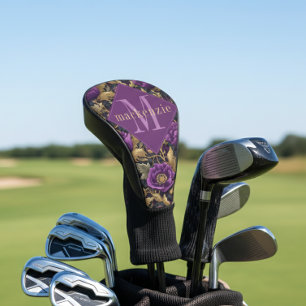 Lila Gold Blumen William Morris Elegantes Monogram Golf Headcover
