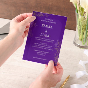 Lila Gold Botanische Florale Hochzeits-Vellum