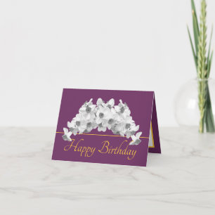 Lila Gold Bouquet Weiße Daffodils Happy Birthday Karte
