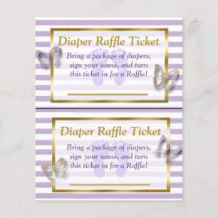 Lila & Gold Butterfly Babydusche Windelwanne Flyer
