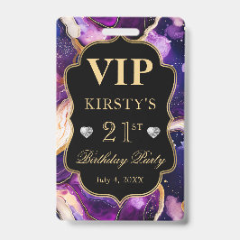 Lila Gold Celestial Glitzer Agate Birthday VIP Ausweis
