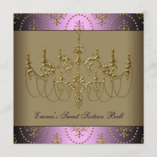 Lila Gold Chandelier Classy 16 . Geburtstag Ball Einladung
