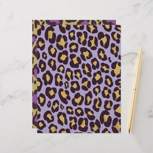 Lila & Gold Cheetah Fur Muster Scrapbook (Vorderseite/Rückseite Beispiel)