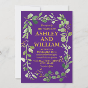 Lila & Gold Chic Greenery Boho Bohemisch Wedding Einladung