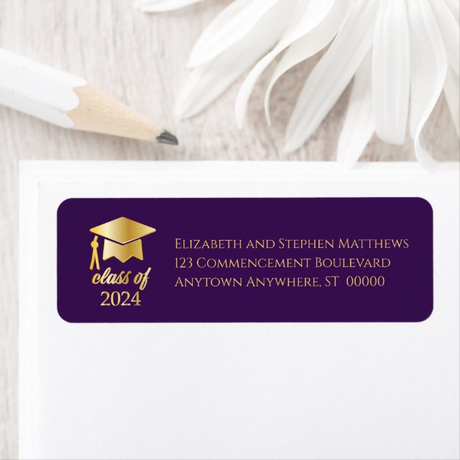 Lila | Gold Class of 2023 Graduation Cap Label (Insitu)