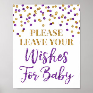 Lila Gold Confetti Baby Duschmittel Wünsche für Ba Poster