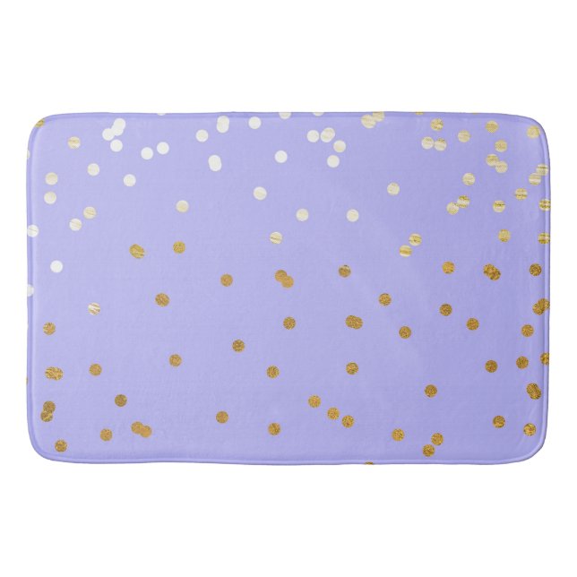 Lila & Gold Confetti Dots Moderner Glamour Glam Badematte (Vorderseite)