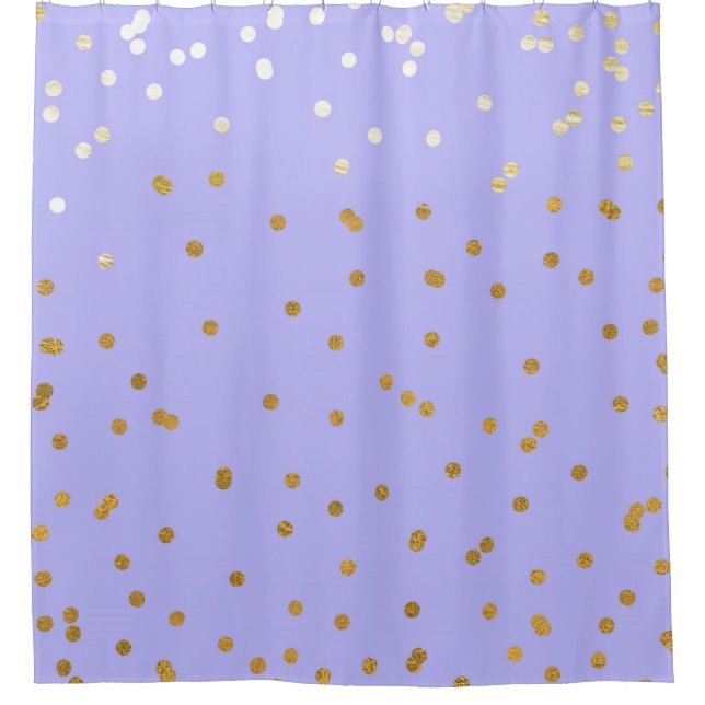 Lila & Gold Confetti Dots Moderner Glamour Glam Duschvorhang (Vorderseite)