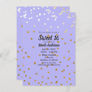 Lila & Gold Confetti Dots Moderner Glamour Glam Einladung