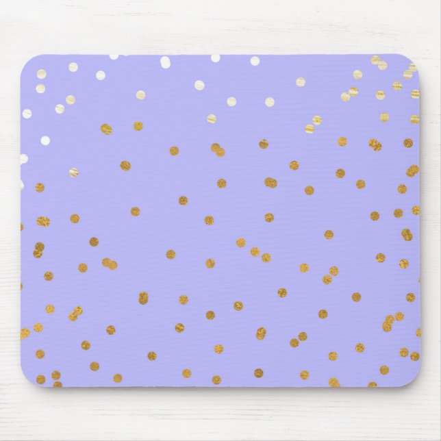 Lila & Gold Confetti Dots Moderner Glamour Glam Mousepad (Vorne)