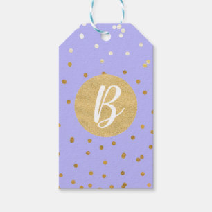 Lila & Gold Confetti Dots Modernes Gastgeschenk Geschenkanhänger