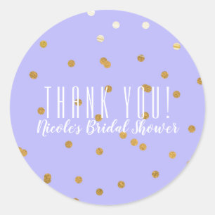 Lila & Gold Confetti Dots Modernes Gastgeschenk Runder Aufkleber