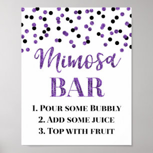 Lila Gold Confetti Mimosa Bar Sign Wedding Poster