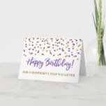 Lila Gold Confetti Step Daughter Geburtstagskarte Karte<br><div class="desc">Geburtstagskarte für Stepptochter mit lila und goldenem,  modernem Glitzer Konfetti Muster. Bitte beachten Sie,  dass Glitzer-Effekt nur fotografische Wirkung ist.</div>