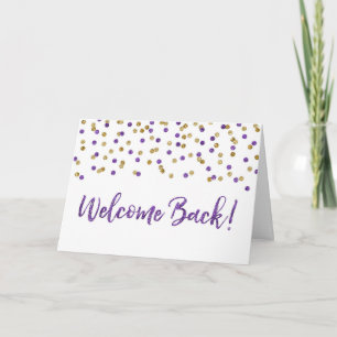 Lila Gold Confetti Welcome Back Card Karte