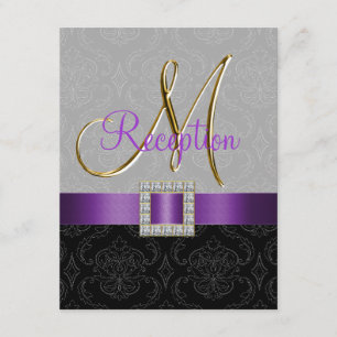 Lila Gold Damask Gold Empfang Card Einladung