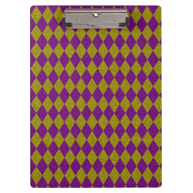 Lila & Gold Diamond Glitzer Klemmbrett (Vorderseite)