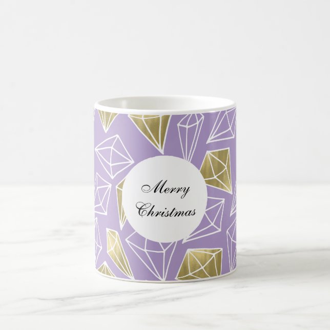 Lila Gold Diamonds Weihnachten Kaffeetasse (Mittel)