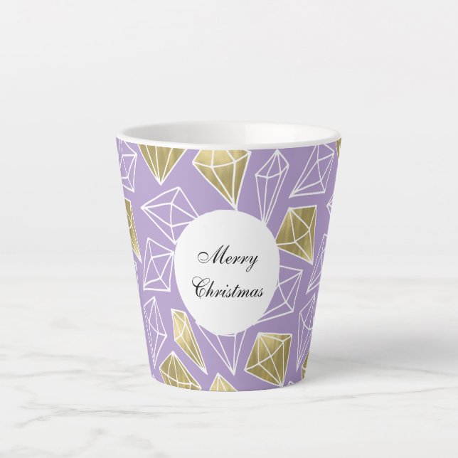 Lila Gold Diamonds Weihnachten Milchtasse (Vorderseite)