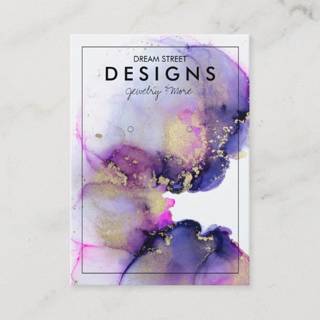 Lila Gold-Earring-Display-Karte Visitenkarte (Vorderseite)