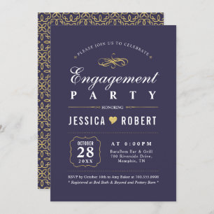 Lila & Gold Elegante Engagement-Partei Einladung