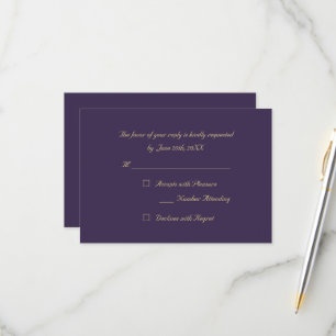 Lila Gold Elegante Party-RSVP-Einladungskarte RSVP Karte