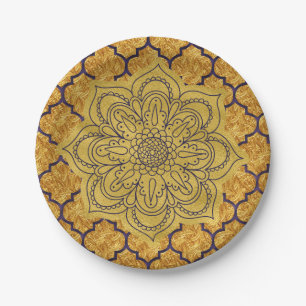 Lila Gold Elegante Royal Indian Party Wedding Pappteller
