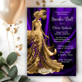 Lila Gold Eleganter Sneaker Ball Einladung