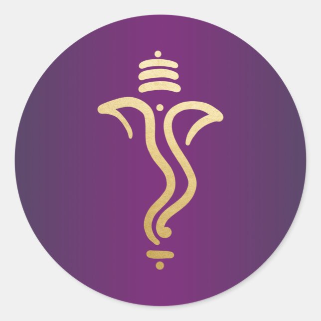 Lila Gold Festive Ganesh/Indischer Gott Runder Aufkleber (Vorderseite)