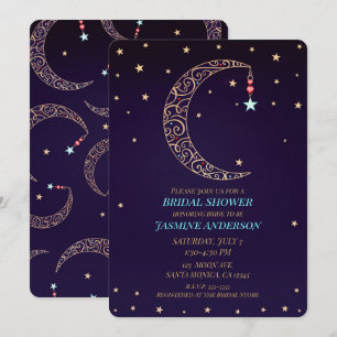 Lila Gold Filigree Moon Celestial Brautparty Einladung