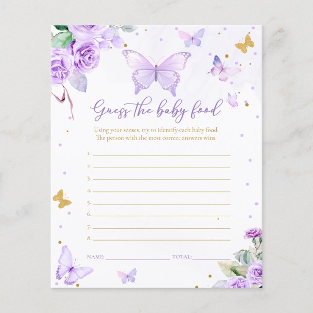 Lila Gold Floral Butterfly Raten Sie das Baby Food (Vorderseite)